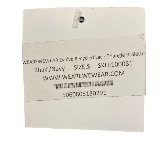We Are We Wear NWT Evolve Recycled Lace Triangle Bralette, Khaki Navy Women's S - Picture 9 of 12